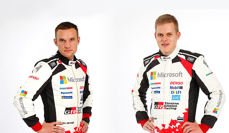 コ・ドライバーのマルティン・ヤルヴェオヤ選手（左）、ドライバーのオィット・タナック選手（右）