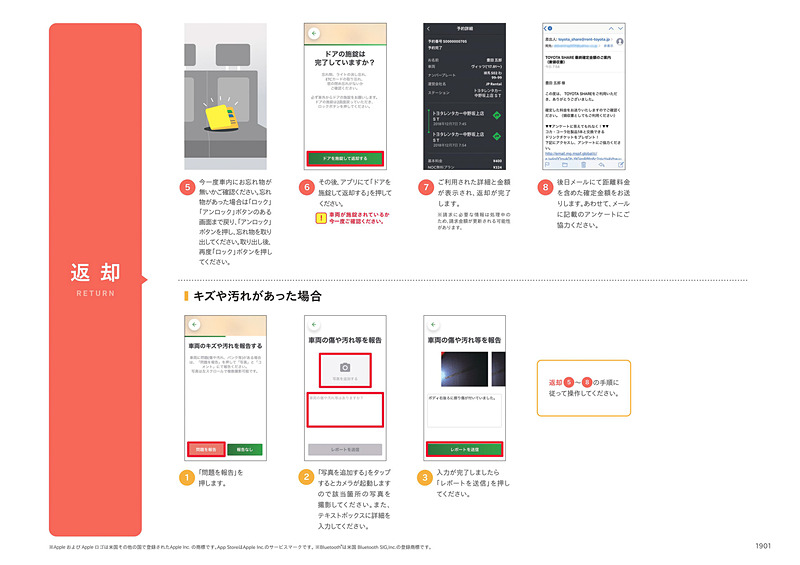 トヨタ自動車のカーシェアサービス「TOYOTA SHARE」のマニュアル