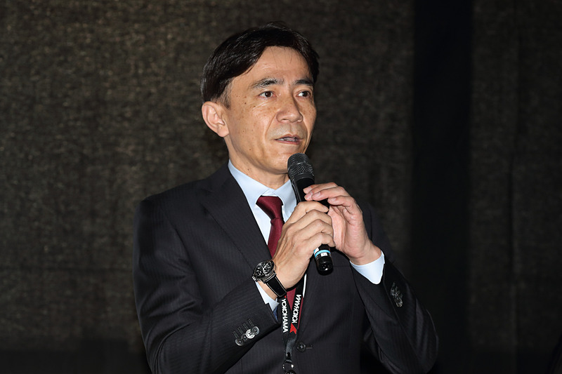 横浜ゴムの開発を率いる取締役常務執行役員 タイヤ技術統括兼タイヤ消費財開発本部長兼研究本部担当兼ＭＢ生産・技術担当 野呂政樹氏もあいさつ