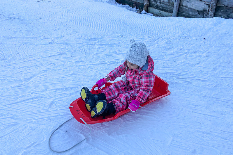 娘の一番のお気に入りは、やっぱり昔ながらのソリ