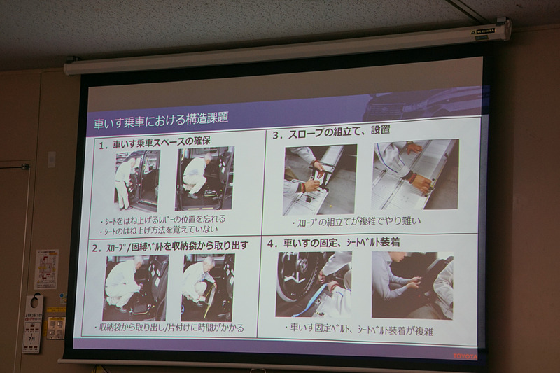 車いすの乗降性の改良内容を紹介するスライド