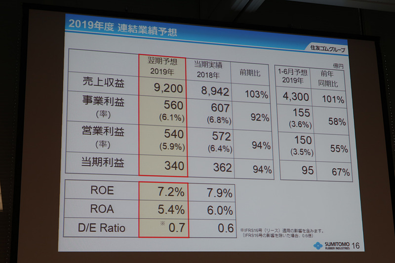 2019年12月期の連結業績予想。経済情勢などを鑑みて増収減益を見込んでいる