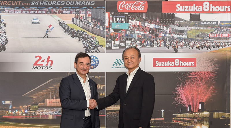 フランス西部自動車クラブ（ACO）会長 Pierre Fillon（ピエール・フィロン）氏（左）と、株式会社モビリティランド 代表取締役社長 山下晋氏右）