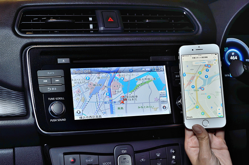 カーナビと同じように充電スポットを調べられるほか、満空情報や営業時間も分かる