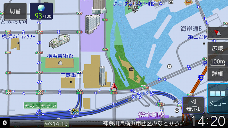 ノーマル表示の100mスケール