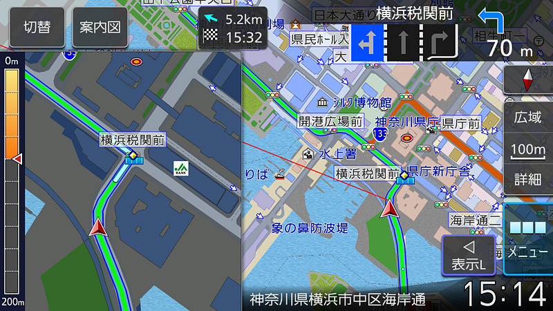 交差点に近づくと拡大図になる