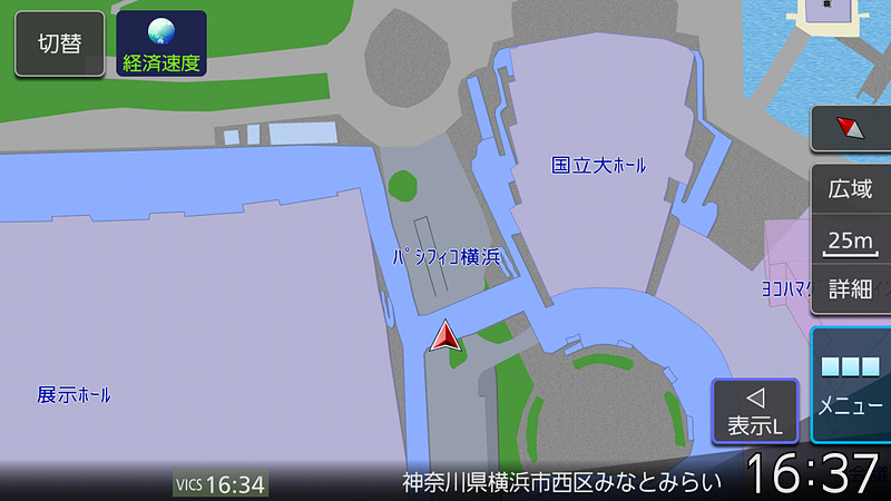 地下駐車場でのチェック。若干微妙な動きを見せたものの、出口では正確な位置を示した