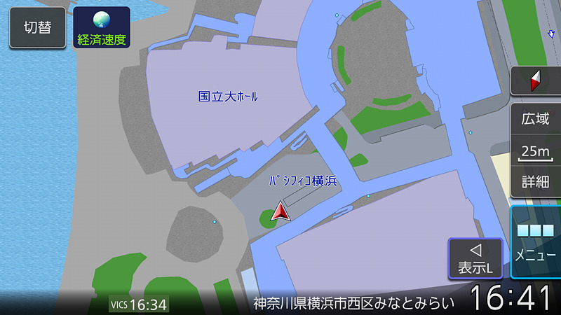 地下駐車場でのチェック。若干微妙な動きを見せたものの、出口では正確な位置を示した