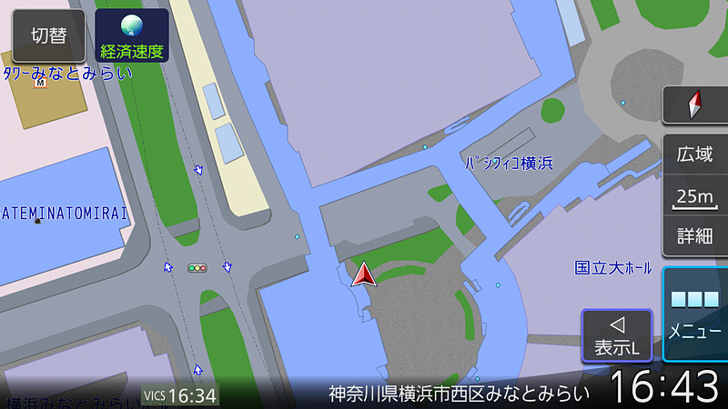 地下駐車場でのチェック。若干微妙な動きを見せたものの、出口では正確な位置を示した