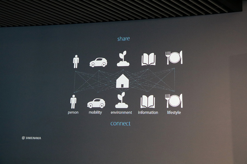 竹中工務店の花岡氏のプレゼンテーションスライド（一部）。今までの建築は単に機能を満たすハコだったが、人が環境にコミットすることでパーソナライズされていくと考えている