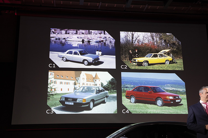 アウディ100とA6の歴史がスクリーンに紹介された