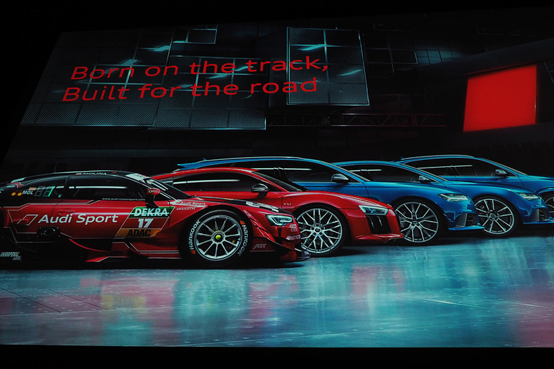 アウディ スポーツのスローガン「Born on the track, Built for the road」
