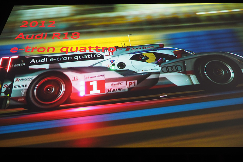 2012年にハイブリッドパワートレーンで優勝した Audi R18 e-tron quattro