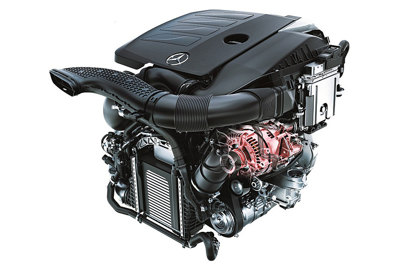BSGと48V電気システムを採用した直列4気筒 1.5リッターターボ「M264」型エンジン。最高出力135kW（184PS）、最大トルク280Nmを発生する