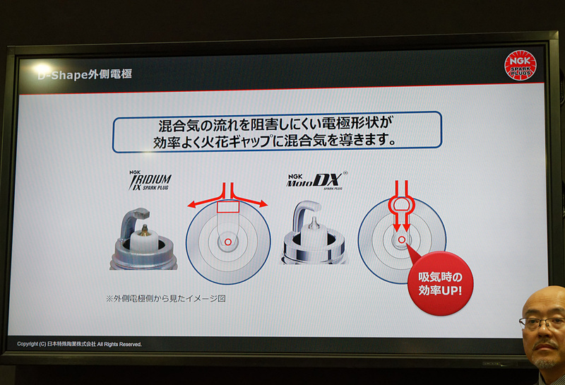 外側電極の断面形状がDのようになっている
