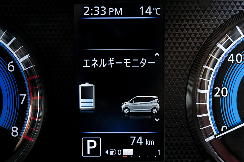 マルチインフォメーションディスプレイの表示。S-HYBRID付となるためエネルギーモニタ表示が用意される