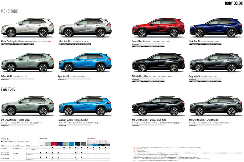 ボディカラー一覧