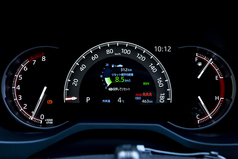 モードを切り替えるとメーター内の表示も変わる