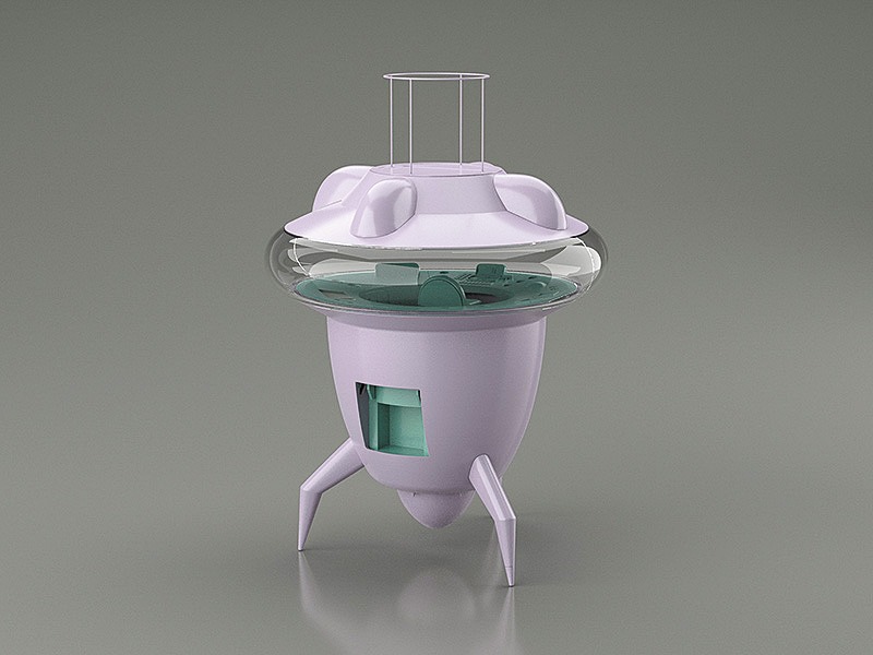 アオシマブースで展示される未来少年コナンのプラモデル「フライングマシンI&II」