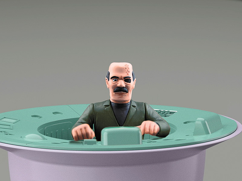 アオシマブースで展示される未来少年コナンのプラモデル「フライングマシンI&II」