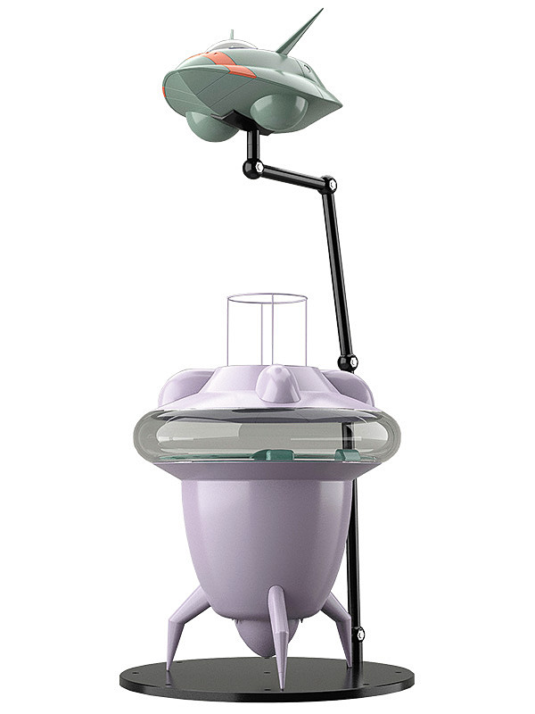 アオシマブースで展示される未来少年コナンのプラモデル「フライングマシンI&II」