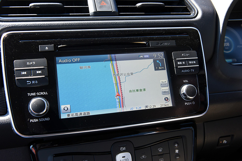 由比PA付近から目的地まで211km、対して航続可能距離は308km（バッテリー残量67％）に伸びた