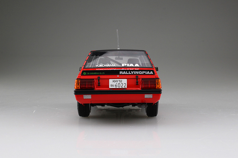 1/24 三菱 ランサーターボ '84 RACラリー仕様。製品写真は試作品を組立・塗装済み。実際の商品とは異なる場合もある