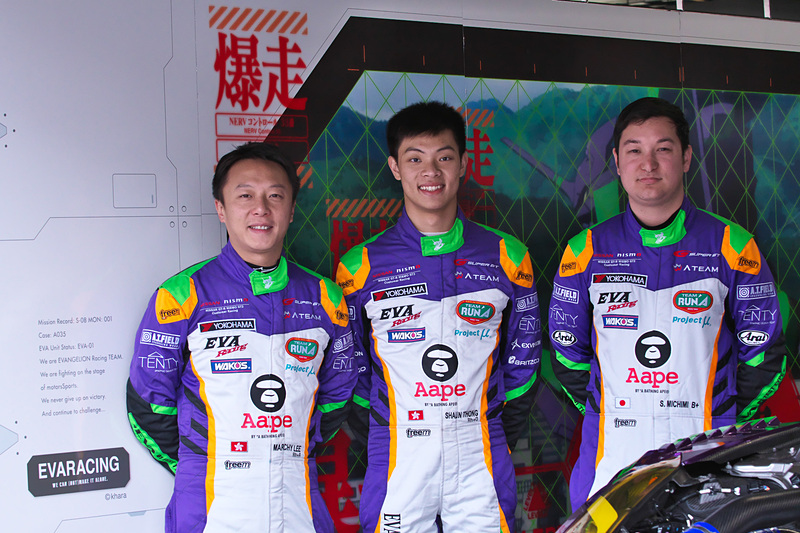 エヴァRT初号機 X Works GT-Rのステアリングを握るドライバー。左からマーチ―・リー選手、ショウン・トン選手、道見真也選手