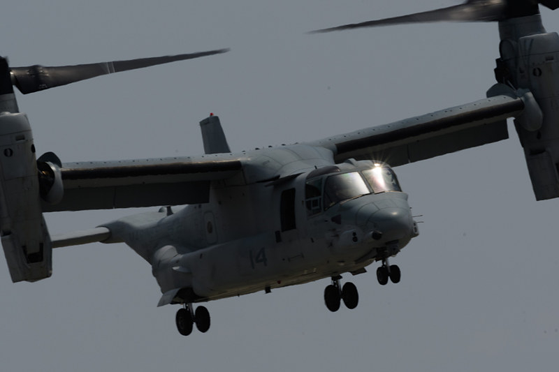 なにかと話題のオスプレイの飛行も見ることができる