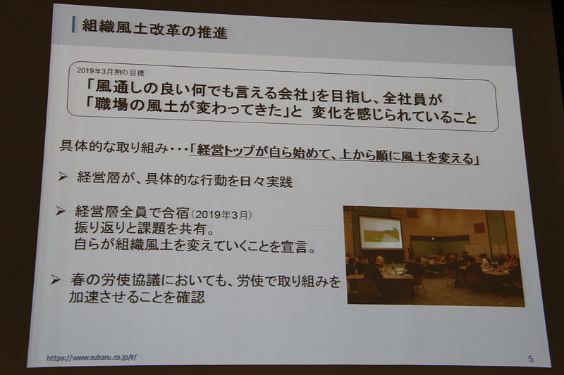 3月には組織風土改革を目的とした合宿も行なっている
