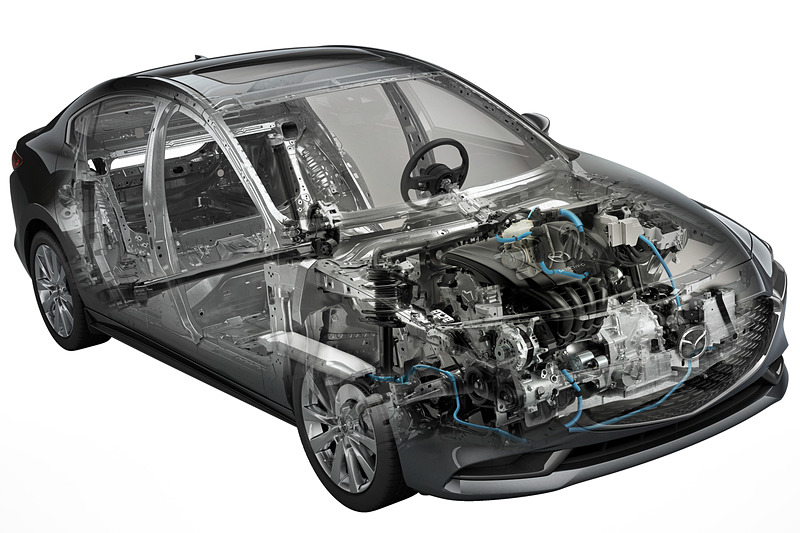 SKYACTIV-X搭載車には、マツダの理想とする小型で効率的なハイブリッドシステム「M Hybrid」を組み合わせる