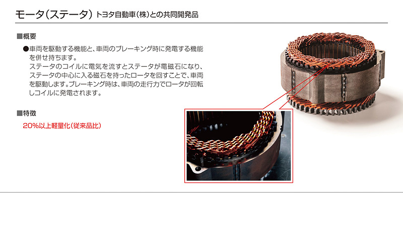 デンソーのEV/HEV製品群。トヨタとの共同開発も多い