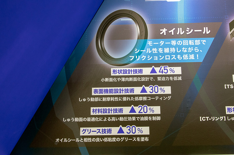 NOKブースの主役は低フリクション技術を用いた「レミューズ」シリーズ