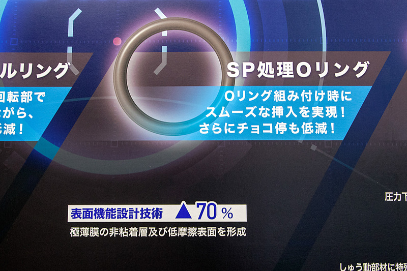NOKブースの主役は低フリクション技術を用いた「レミューズ」シリーズ