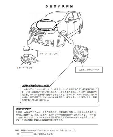 日産、ABSの不具合で「エルグランド」「ムラーノ」計9万222台を