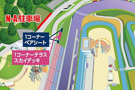 1コーナーを一望できる2つの観戦エリアを新設