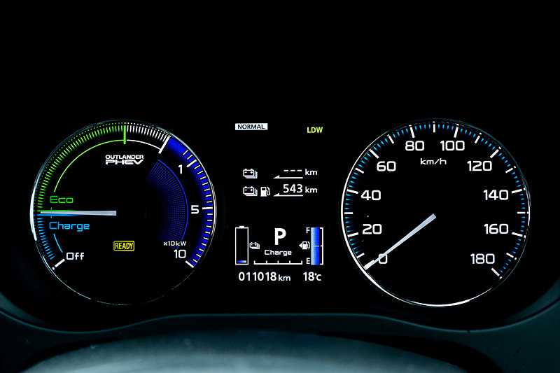 駿河湾沼津SAで1回目の休憩。バッテリーの走行可能距離は「---」の表示