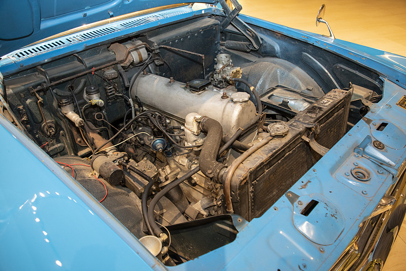 日本初の直列6気筒SOHC 2.0リッター「G7型」エンジン。最高出力が105PSとなっていて、100PSを超えたのもこのエンジンが日本では初めて