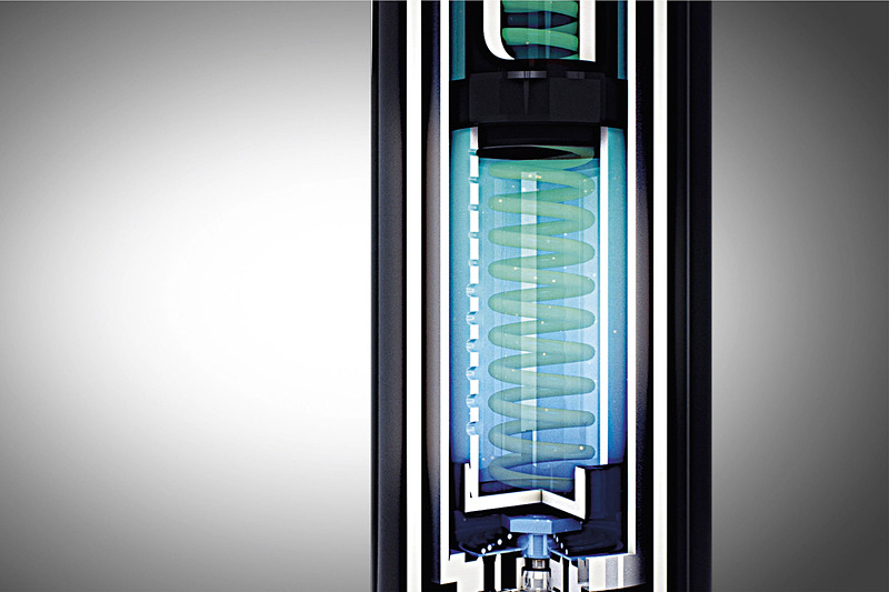 伝説の“ハイドロニューマチック”を現代的解釈したPHC（Progressive Hydraulic Cushions：プログレッシブ・ハイドローリック・クッション）は、通常のダンパーにセカンダリーダンパーが追加された構造の純メカニカルなシステム