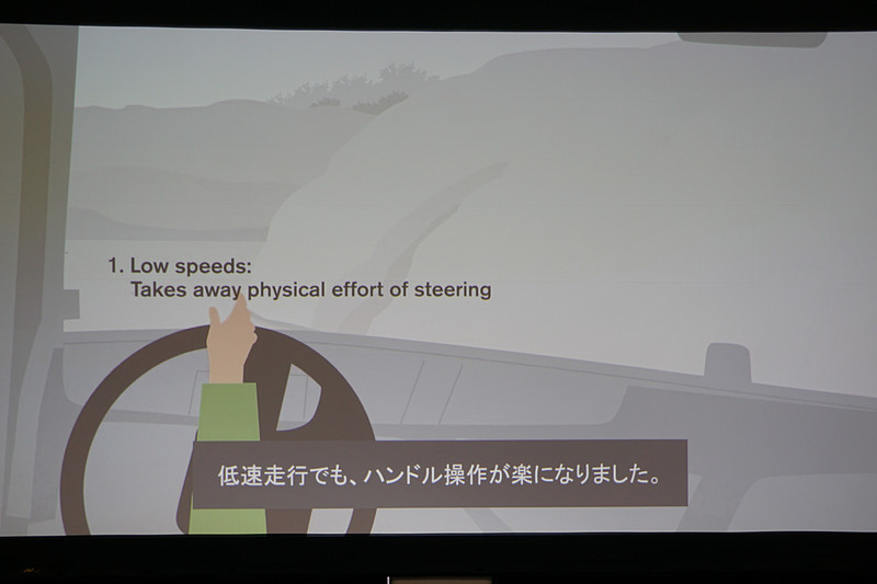 「VDS（ボルボ・ダイナミックステアリング）」の特徴を紹介するスライド