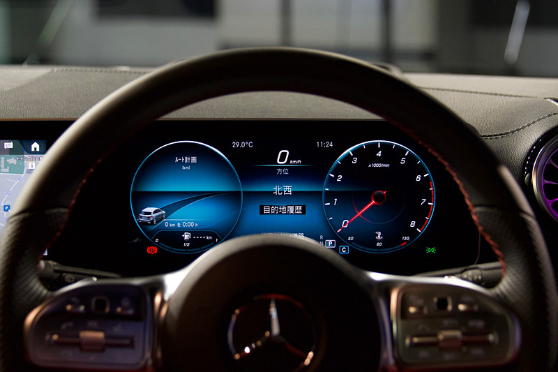 インパネにデジタル表示のワイドスクリーンディスプレイを設置