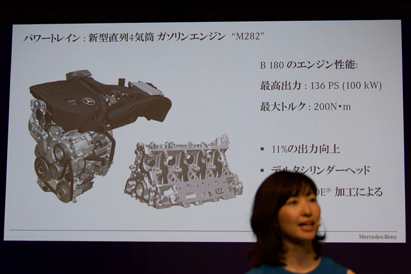 最高出力100kW（136PS）/5500rpm、最大トルク200Nm/1460-4000rpmを発生する「M282」型エンジン