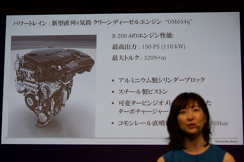 「OM654q」型は最高出力110kW（150PS）/3400-4400rpm、最大トルク320Nm/1400-3200rpmを発生し、トランスミッションに新開発の「8G-DCT」を採用