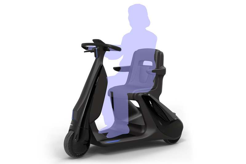 荷物が多い時の移動や歩行に支障がある人の移動を想定した座り乗りタイプ（2021年発売予定）