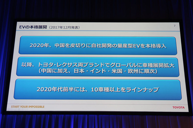 2017年12月に発表したEV展開のロードマップ