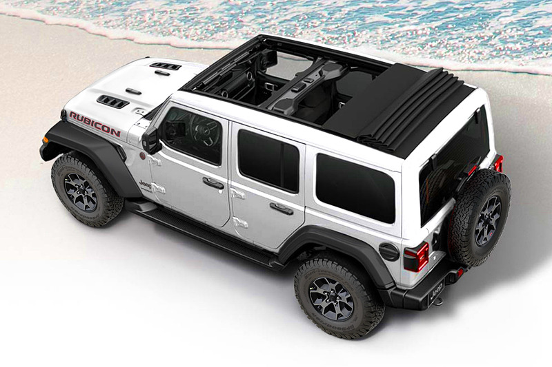 ジープ「ラングラー アンリミテッド ルビコン」の限定車。電動ルーフを装着した「スカイワンタッチパワートップ」