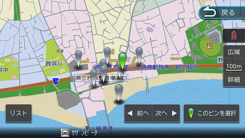 地図上で目的地の位置関係が分かる「ピンドロップ周辺検索」