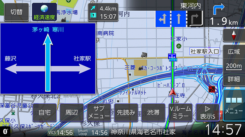 「方面看板表示」には自分の進むべき道が青色で表示される