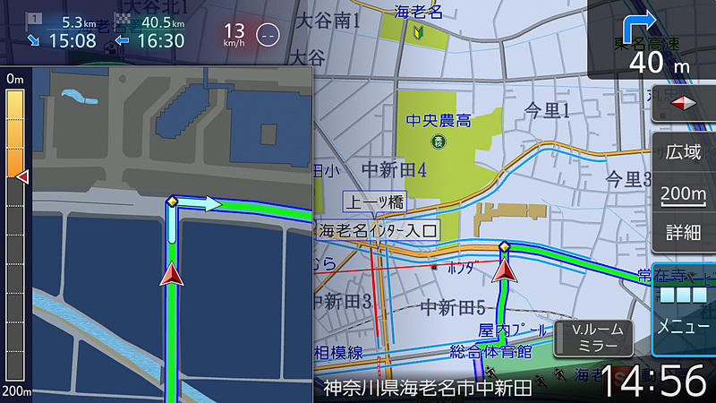 交差点に接近すると表示される「交差点拡大表示」