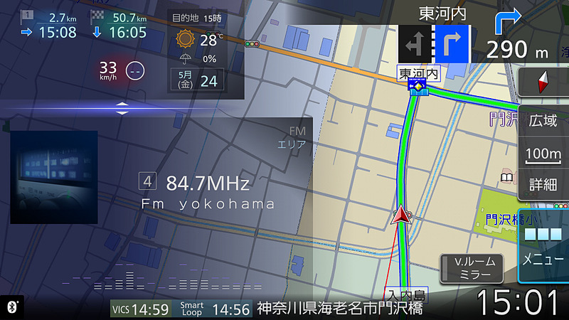 どの情報画面を大きくするかなど、直感的に自由に操作できる